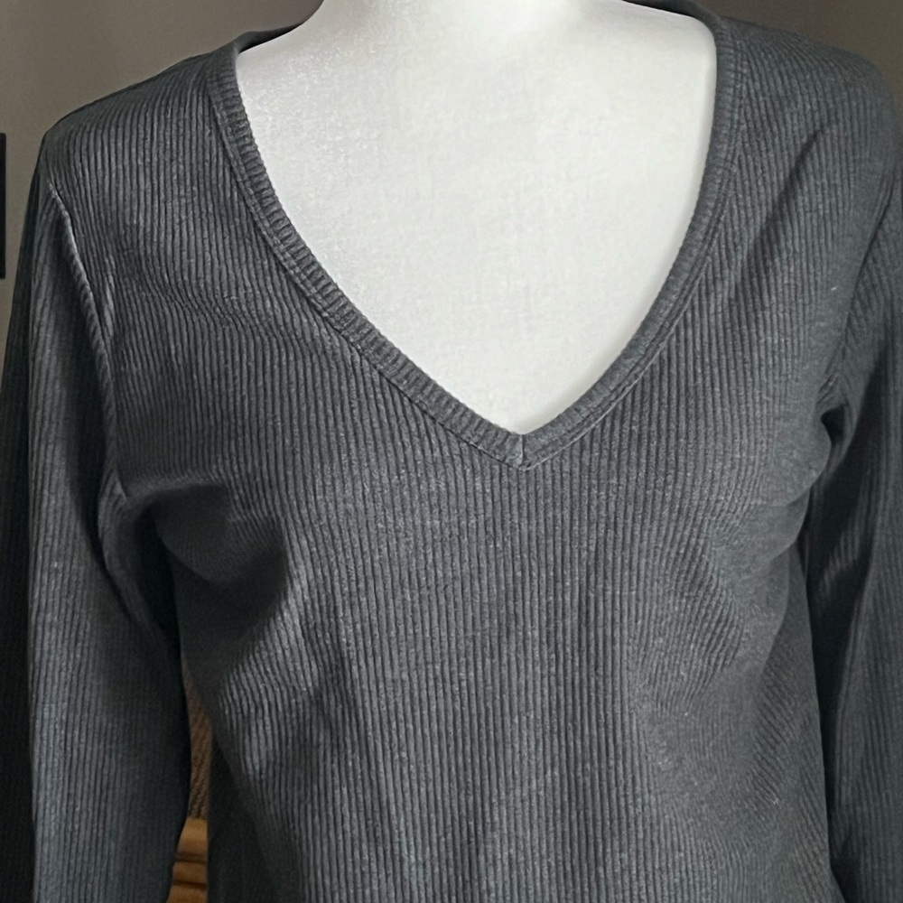 NWT Ribbed Plush Long Sleeve Vneck